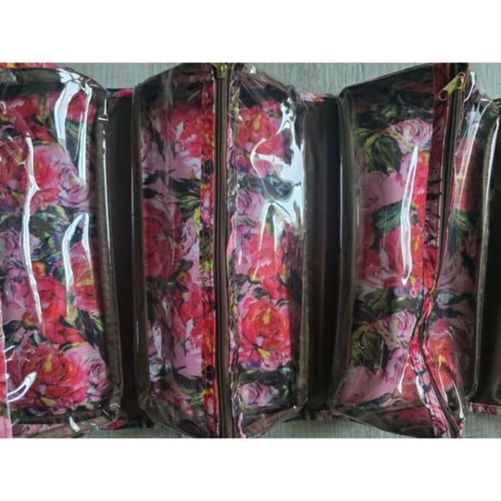 Mary Kay Travel Roll Up Bag Cosmetic Makeup Hanging Organizer Pink Floral Roses